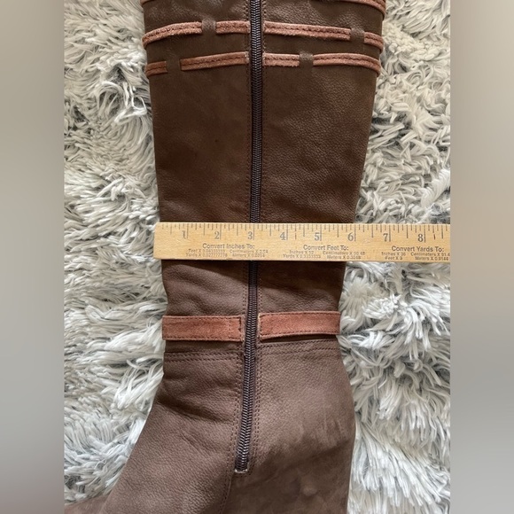 Napoleoni Made in Italy Tall Wedge Heel Brown Suede Winter Boots Size 39 USA 9 - Picture 14 of 16